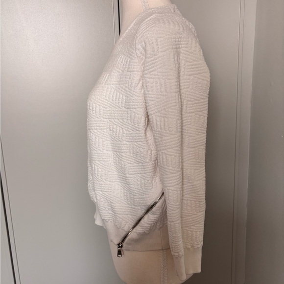 Moth White Crew Neck Sweater Ribbed Knit with side zippers - Picture 3 of 10